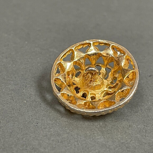 Gold-tone Metal Lime Green Rhinestones Round Shank Buttons - Picture 3 of 3